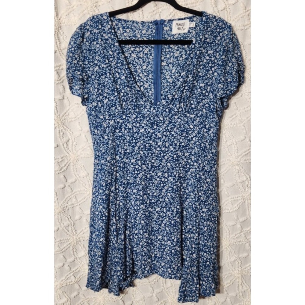 Princess Polly Dress Womens‎ 12 Blue Sting Mini Floral Feminine Whimsical Ruffle